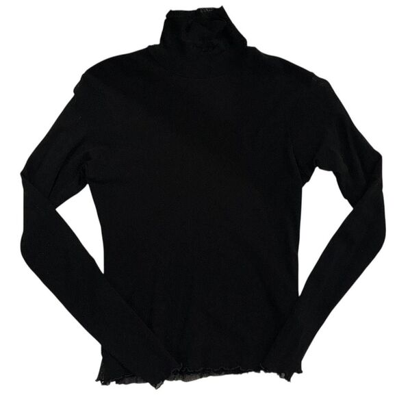 Cache Tops - Cache Vintage Black mesh turtleneck